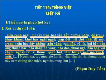 Bài giảng Ngữ văn 8 tiết 114: Tiếng Việt Liệt kê