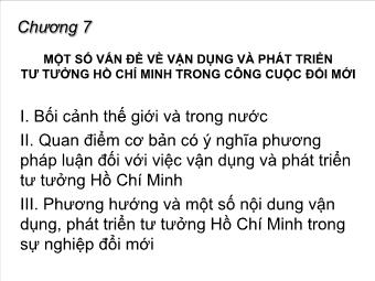 Bài giảng Tư tưởng Hồ Chí Minh (P7)