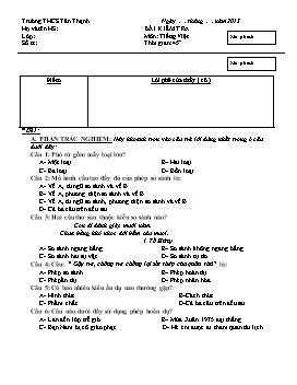 Bài kiểm tra môn: Tiếng Việt 6 - Tuần 30 - Đề 1