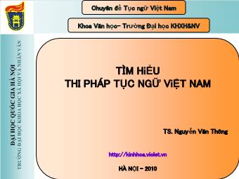 Tìm hiểu thi pháp tục ngữ Việt Nam