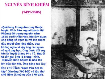Tìm hiểu về Nguyễn Bỉnh Khiêm (1491-1585)