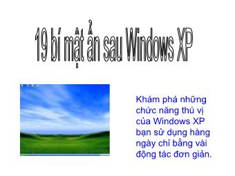 Bài giảng 19 bí mật ẩn sau Windows XP