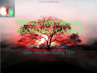Bài giảng Access - Bùi Quang Tâm