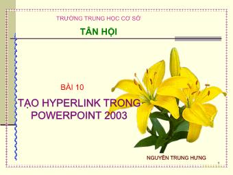 Bài giảng Bài 10: Tạo Hyperlink trong PowerPoint 2003 - Nguyễn Trung Hưng