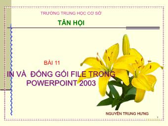 Bài giảng Bài 11: In và đóng gói File trong PowerPoint 2003 - Nguyễn Trung Hưng