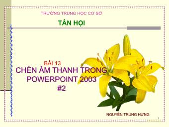 Bài giảng Bài 13: Chèn âm thanh trong PowerPoint 2003 - Nguyễn Trung Hưng