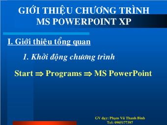 Bài giảng Giới thiệu chương trình MS PowerPoint XP