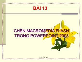 Bài giảng Hướng dẫn học PowerPoint - Bài 13: Chèn Macromedia Flash trong Microsoft Office PowerPoint - Trần Huy Tâm