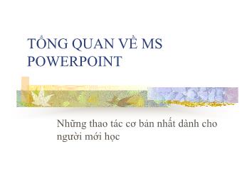 Bài giảng Hướng dẫn sử dụng PowerPoint - Tổng quan về MS PowerPoint