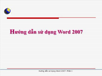 Bài giảng Hướng dẫn sử dụng Word 2007 - Phần I: Căn bản về Microsoft Word 2007