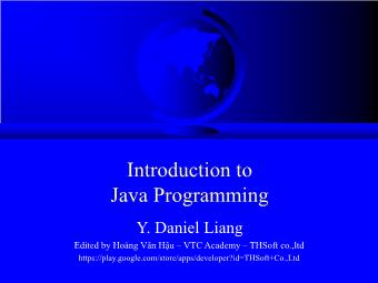 Bài giảng Introduction to Java Programming - Hoàng Văn Hậu