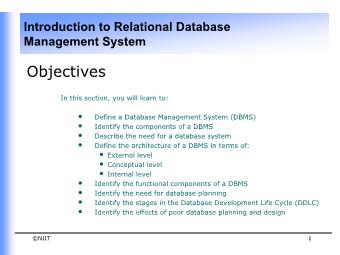 Bài giảng Introduction to relation Database management suystem