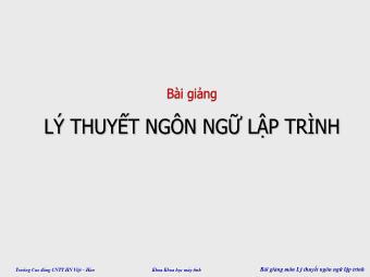 Bài giảng Lý thuyết ngôn ngữ lập trình - Chương 7: Điều khiển tuần tự - Trường Cao đẳng CNTT Việt - Hàn