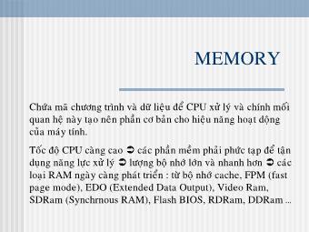 Bài giảng Mainboard - Memory