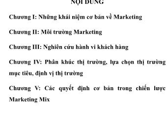 Bài giảng Marketing căn bản - Chương 1: Những khái niệm cơ bản về Marketing