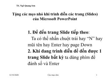 Bài giảng Mẹo khi trình diễn các trang (Slides) của Microsoft PowerPoint - Ngô Quang Sơn