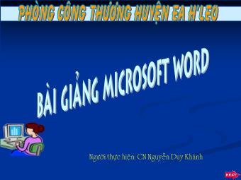 Bài giảng Microsoft Word - Nguyễn Duy Khánh