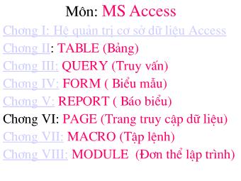 Bài giảng MS Access
