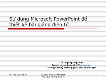 Bài giảng Sử dụng Microsoft PowerPoint để thiết kế bài giảng điện tử - Ngô Quang Sơn
