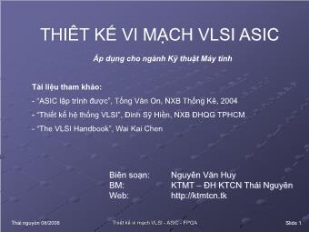 Bài giảng Thiết kế vi mạch VLSI ASIC - Nguyễn Văn Huy