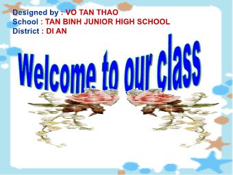 Bài giảng Tiếng anh lớp 8 - Vu Van Thao