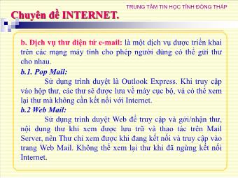 Bài giảng Tìm hiểu các dịch vụ trên mạng Internet - Trung tâm tin học tỉnh Đồng Tháp