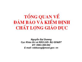Bài giảng Tổng quan về đảm bảo và kiểm định chất lượng giáo dục - Nguyễn Đại Dương