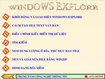Bài giảng Window Explore - Trung tâm Công nghệ thông tin