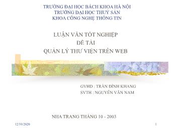 Luận văn tốt nghiệp - Đề tài: Quản lí thư viện trên Web - Trần Đình Khang