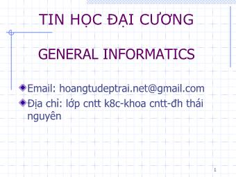 Bài giảng Tin học Đại cương - Đại học Thái Nguyên