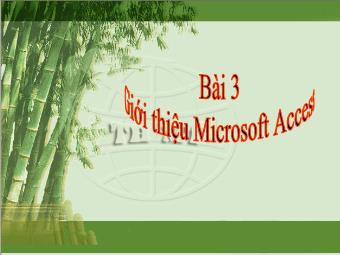 Bài giảng Tin học Lớp 12 - Bài 3: Giới thiệu Microsoft Access