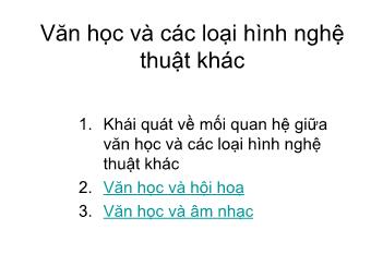 Bài giải Văn học và các loại hình nghệ thuật khác