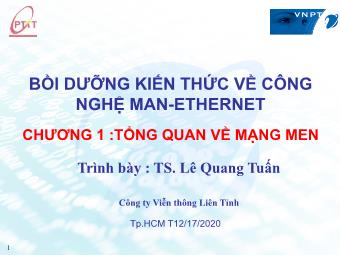 Bài giảng Bồi dưỡng kiến thức về công nghệ Man - Ethernet - Chương 1: Tổng quan về mạng men - Lê Quang Tuấn