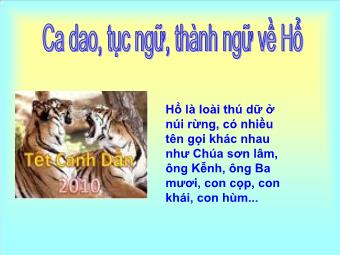 Bài giảng Ca dao, tục ngữ, thành ngữ về Hổ