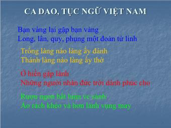 Bài giảng Ca dao, tục ngữ, thành ngữ về Hổ