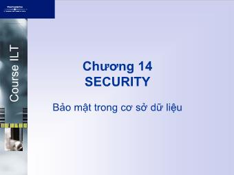 Bài giảng Cơ sở dũ liệu - Chương 14: Security