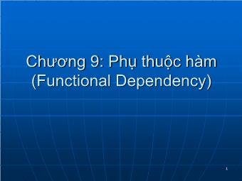 Bài giảng Cơ sở dũ liệu - Chương 9: Phụ thuộc hàm (Functional Dependency)