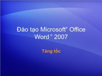 Bài giảng Đào tạo Microsoft Office Word 2007