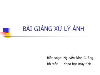 Bài giảng Đồ họa và xử lí ảnh - Chương 1: Nhập môn xử lý ảnh - Nguyễn Đình Cường