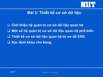 Bài giảng Hệ quản trị cơ sở dữ liệu - Bài 2: Thiết kế cơ sở dữ liệu