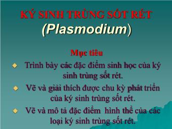 Bài giảng Ký sinh trùng sốt rét