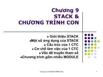 Bài giảng Lập trình Hợp ngữ - Chương 10: Stack và Chương trình con