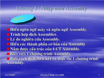 Bài giảng Lập trình Hợp ngữ - Chương 6: Nhập môn ASM