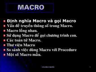 Bài giảng Lập trình Hợp ngữ - Chương 9: Macro