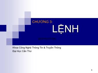 Bài giảng Lập trình hướng đối tượng C++ - Chương 3: Lệnh - Đại học Cần Thơ