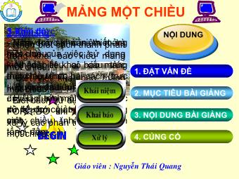 Bài giảng Lý thuyết mảng một chiều - Nguyễn Thái Quang