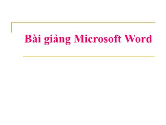Bài giảng Microsoft Word