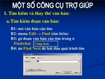 Bài giảng Một số công cụ hỗ trợ