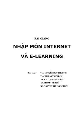Bài giảng Nhập môn Internet và E-Learning - Nguyễn Duy Phương