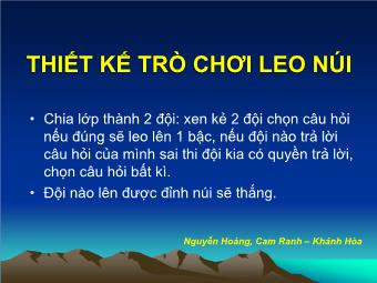 Bài giảng Thiết kế Trò chơi leo núi - Nguyễn Hoàng